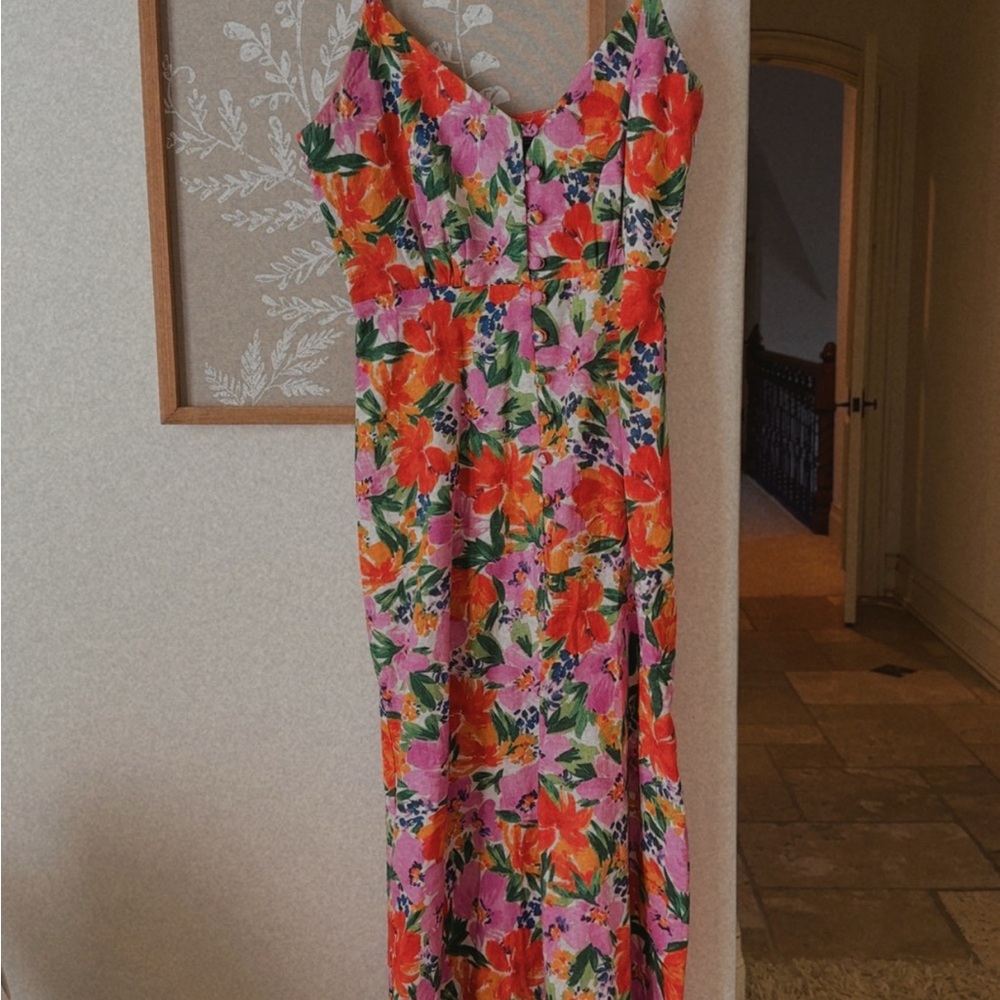 Floral Maxi Dress in Pink and Orange